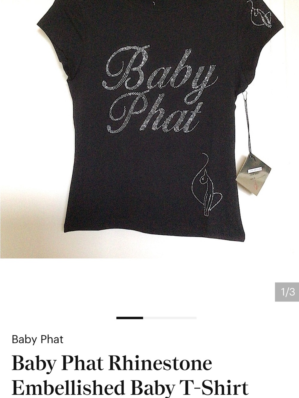 Baby Phat Black Rhinestone Script Tee